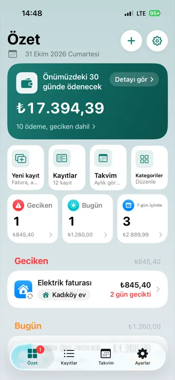 Summary screen in light mode